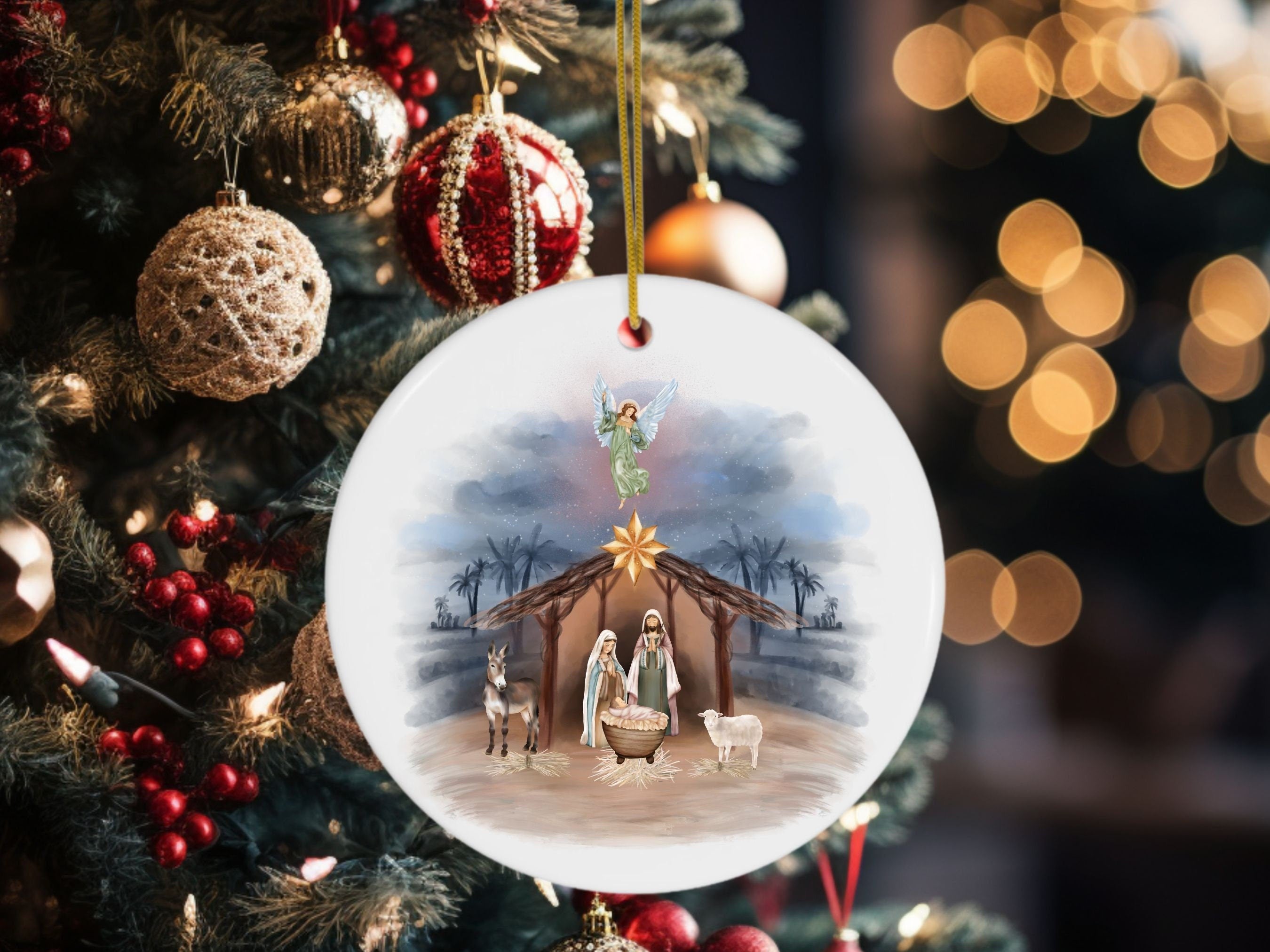 Nativity Christmas Ornament, Jesus The Reason for the Season, Christian Decor, Nativity Scene Ornament, Ideas For Christmas Trees DCLAF18